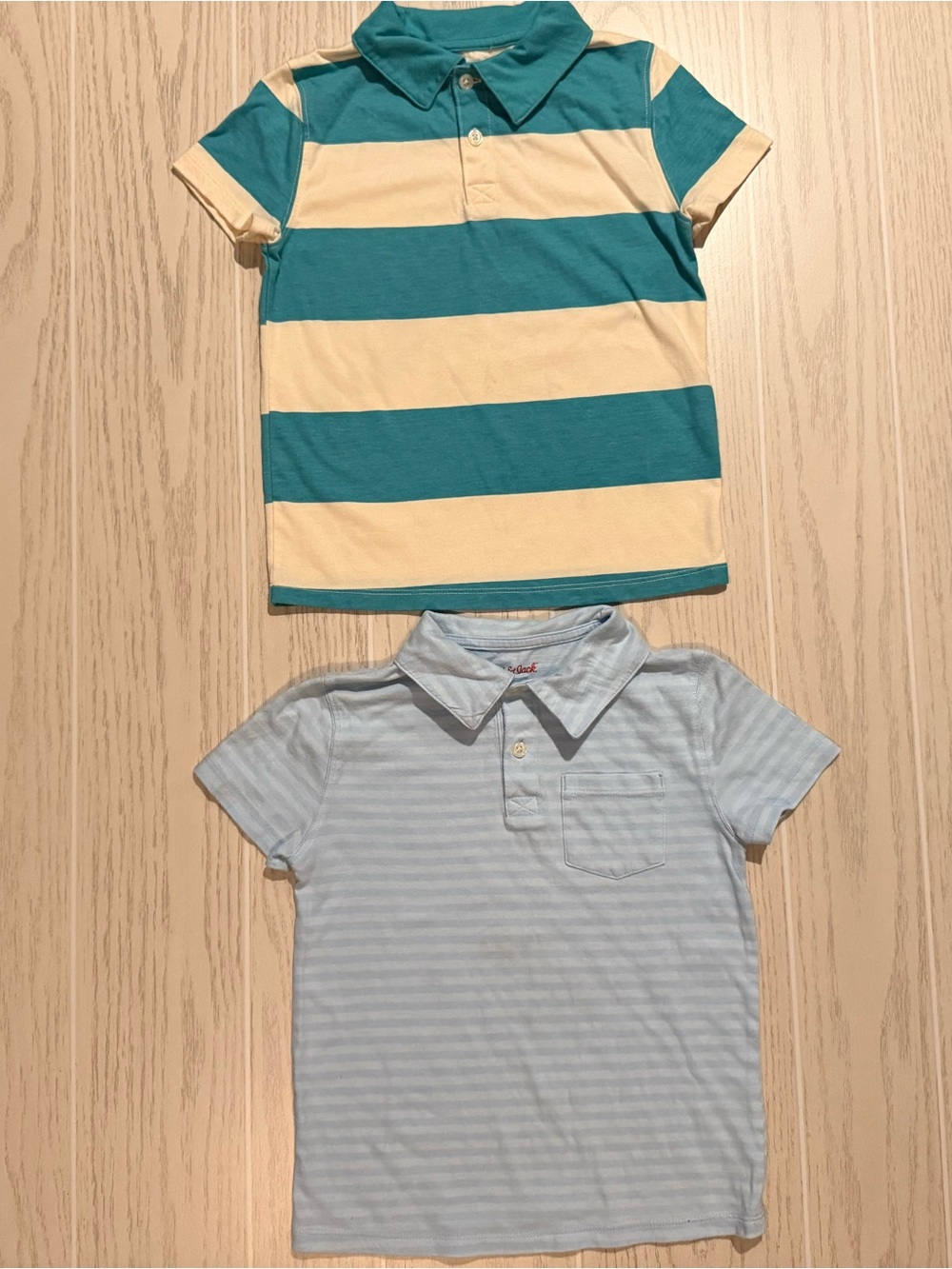 Cat & Jack Boys Polo Shirt Bundle XS 4/5 Blue Striped Preppy School 2pc